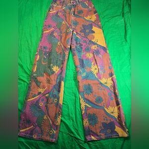 Women Printed Wide Leg Pants Size XS / 2